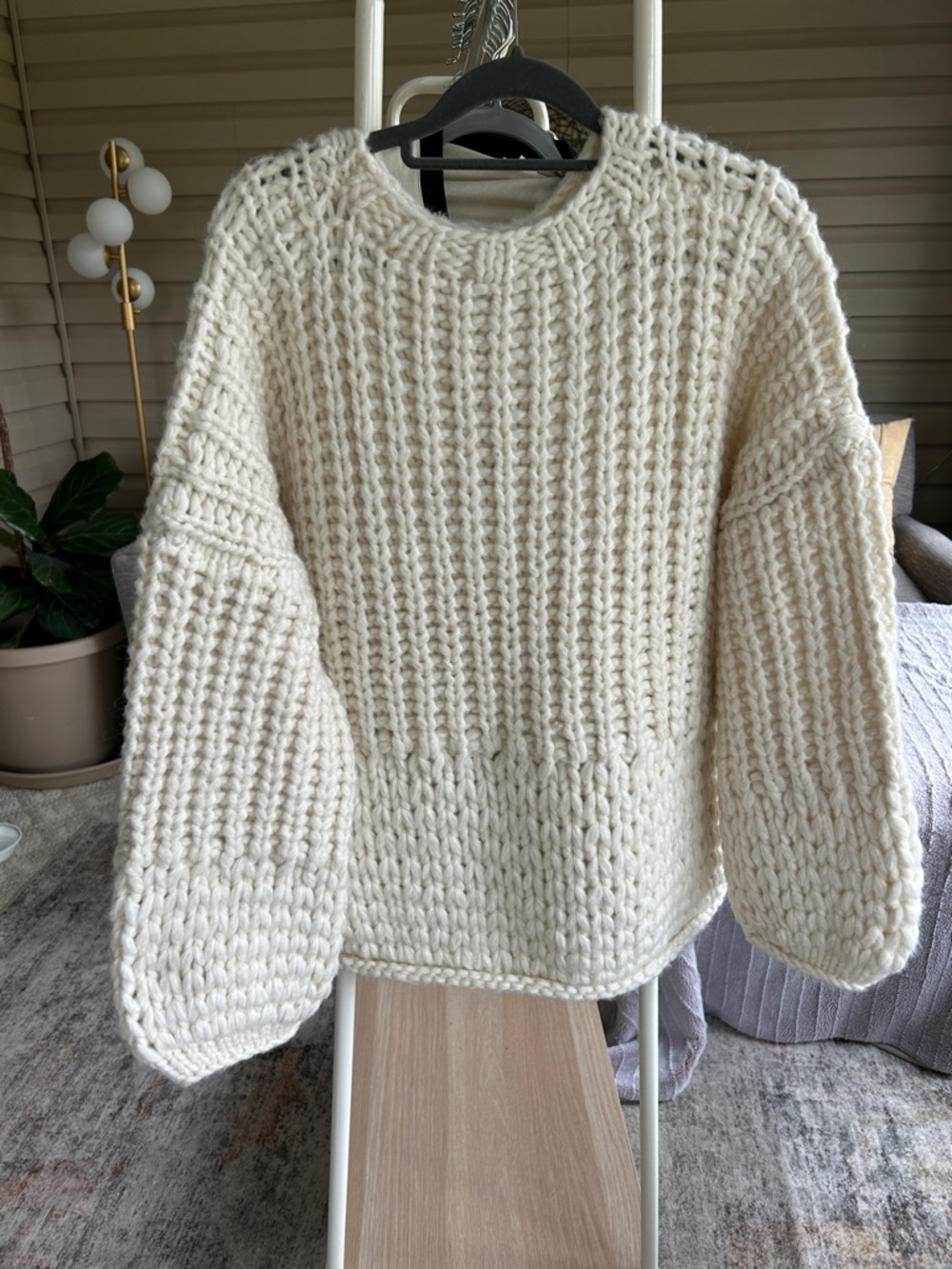 Topshop Cream Chunky Crewneck Sweater